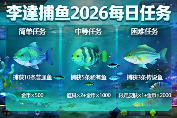 李逵捕鱼2026每日任务 - 展示不同难度的日常任务与奖励