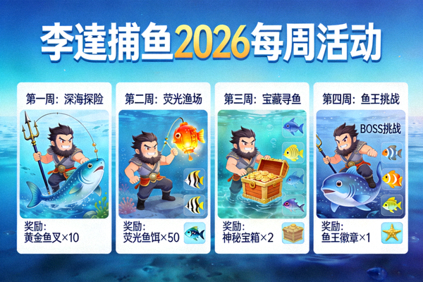 李逵捕鱼2026每周活动 - 展示不同主题的周活动与奖励