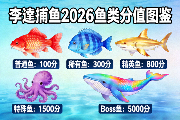 李逵捕鱼2026鱼类分值图鉴 - 展示不同种类鱼的外观与对应分值